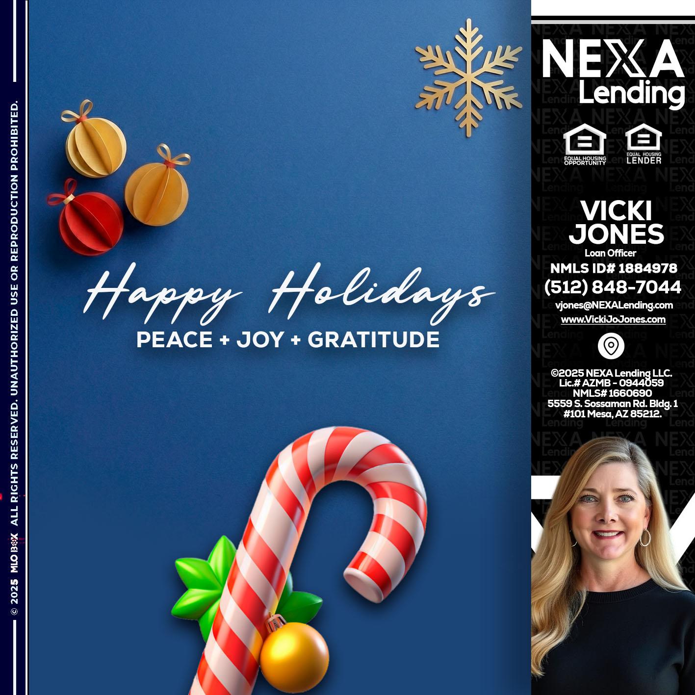 HAPPY HOLIDAYS - Vicki Jones -Loan Officer
