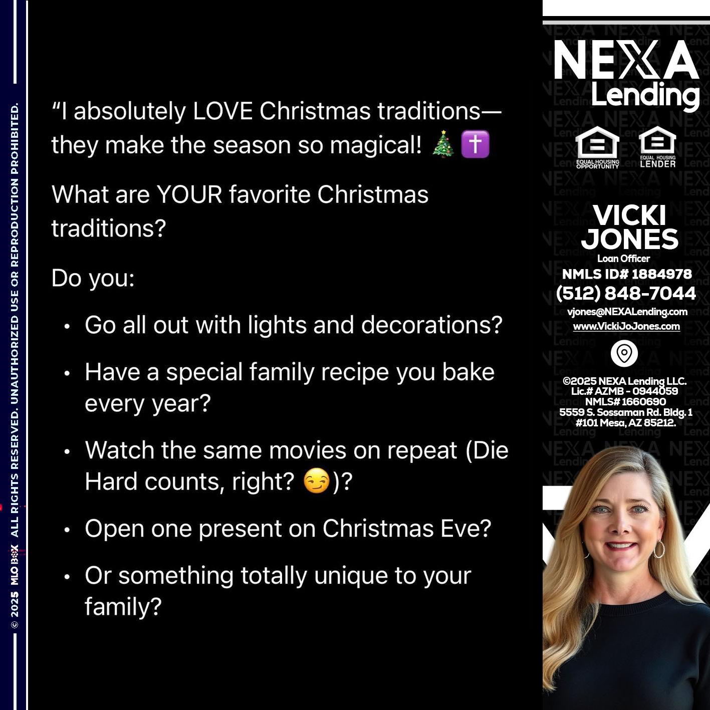 I love christmas - Vicki Jones -Loan Officer