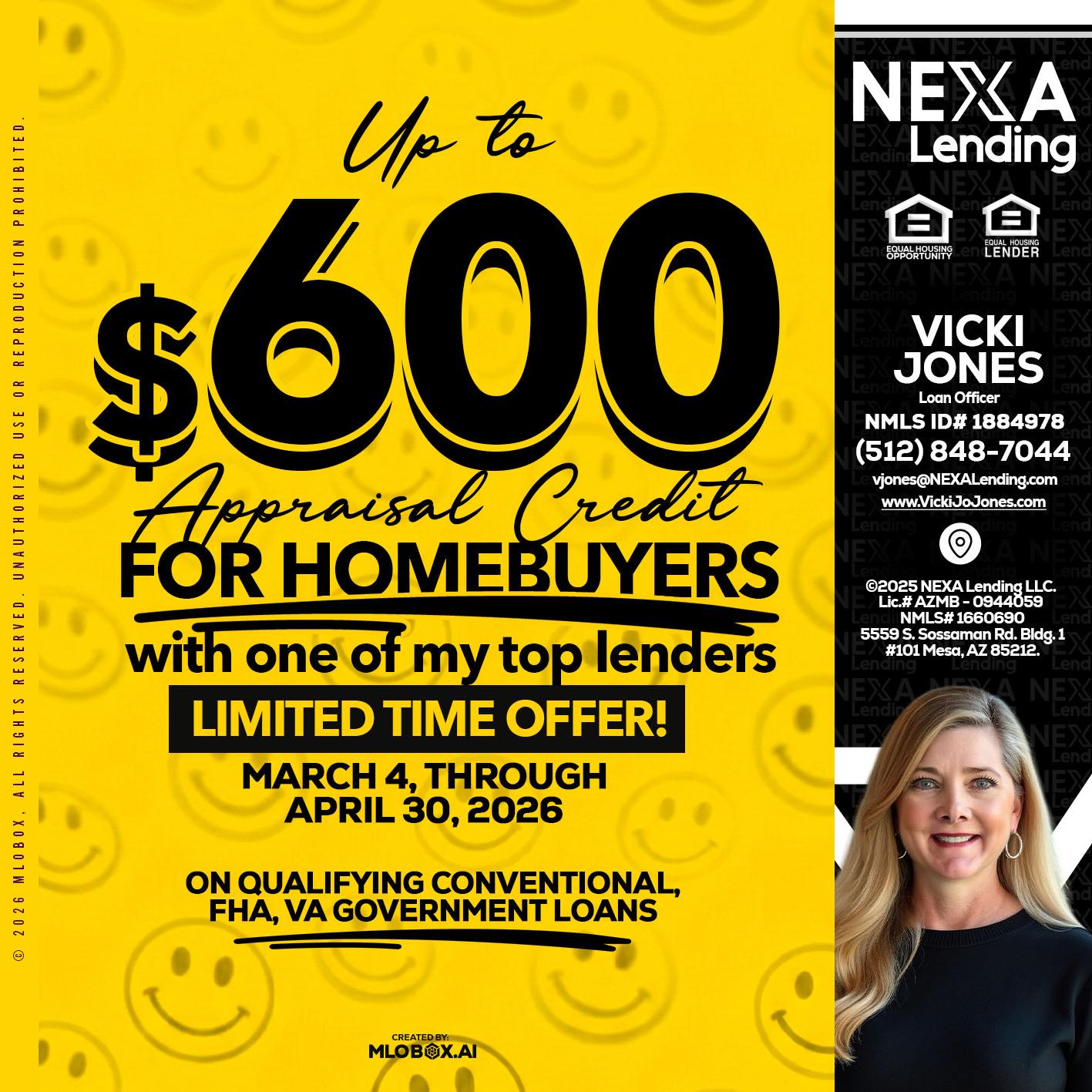 UP TO 600 - Vicki Jones -Loan Officer