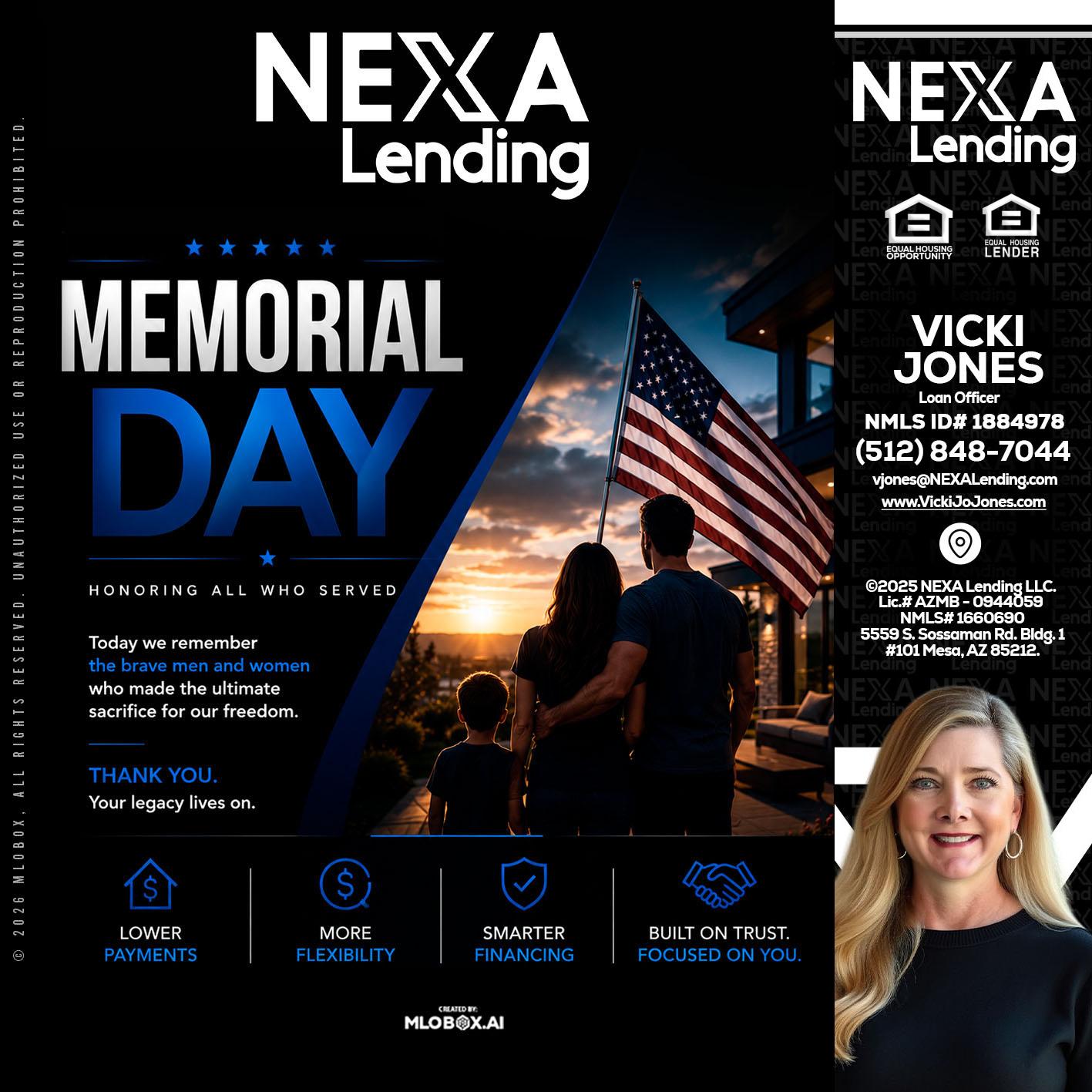 MEMORIAL DAY - Vicki Jones -Loan Officer