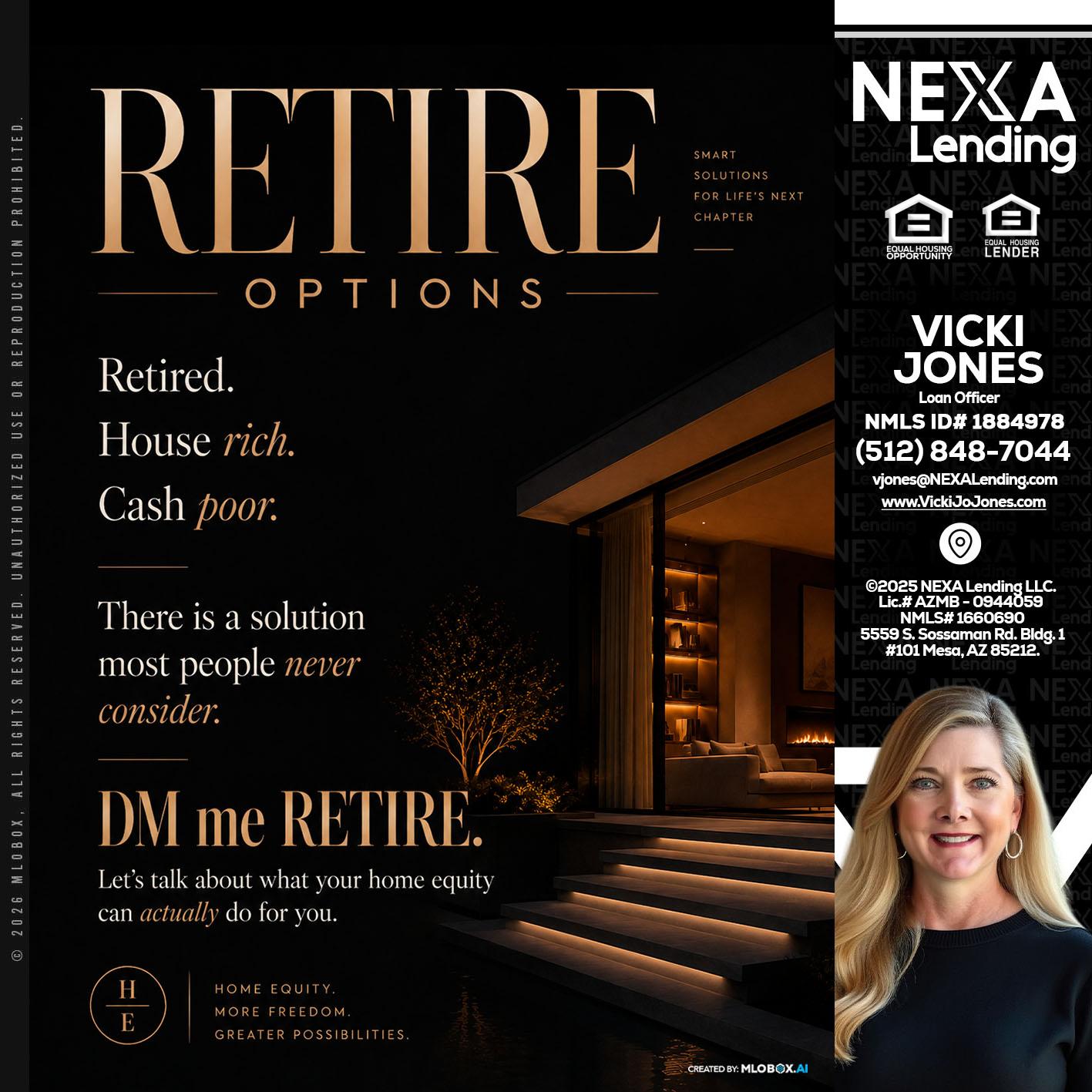 RETIRE LOANS - Vicki Jones -Loan Officer