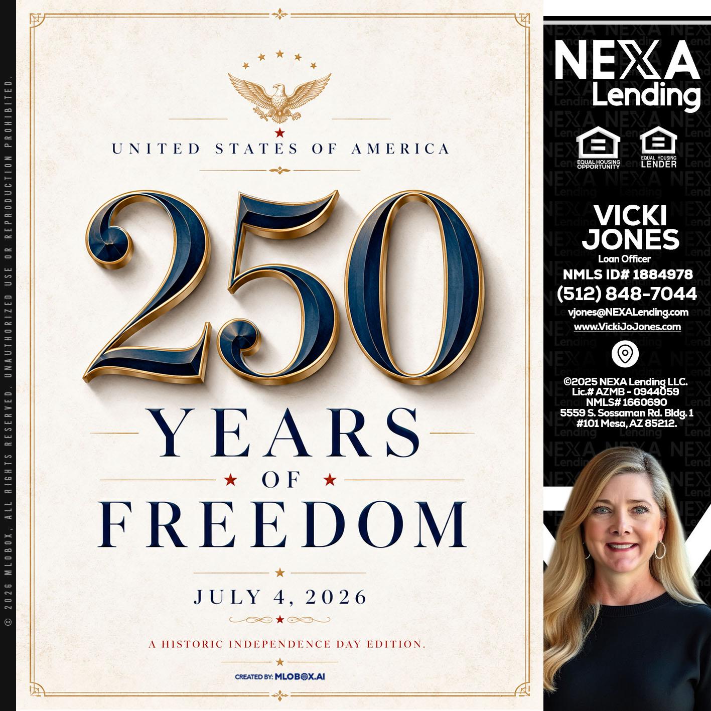 250 YEARS - Vicki Jones -Loan Officer