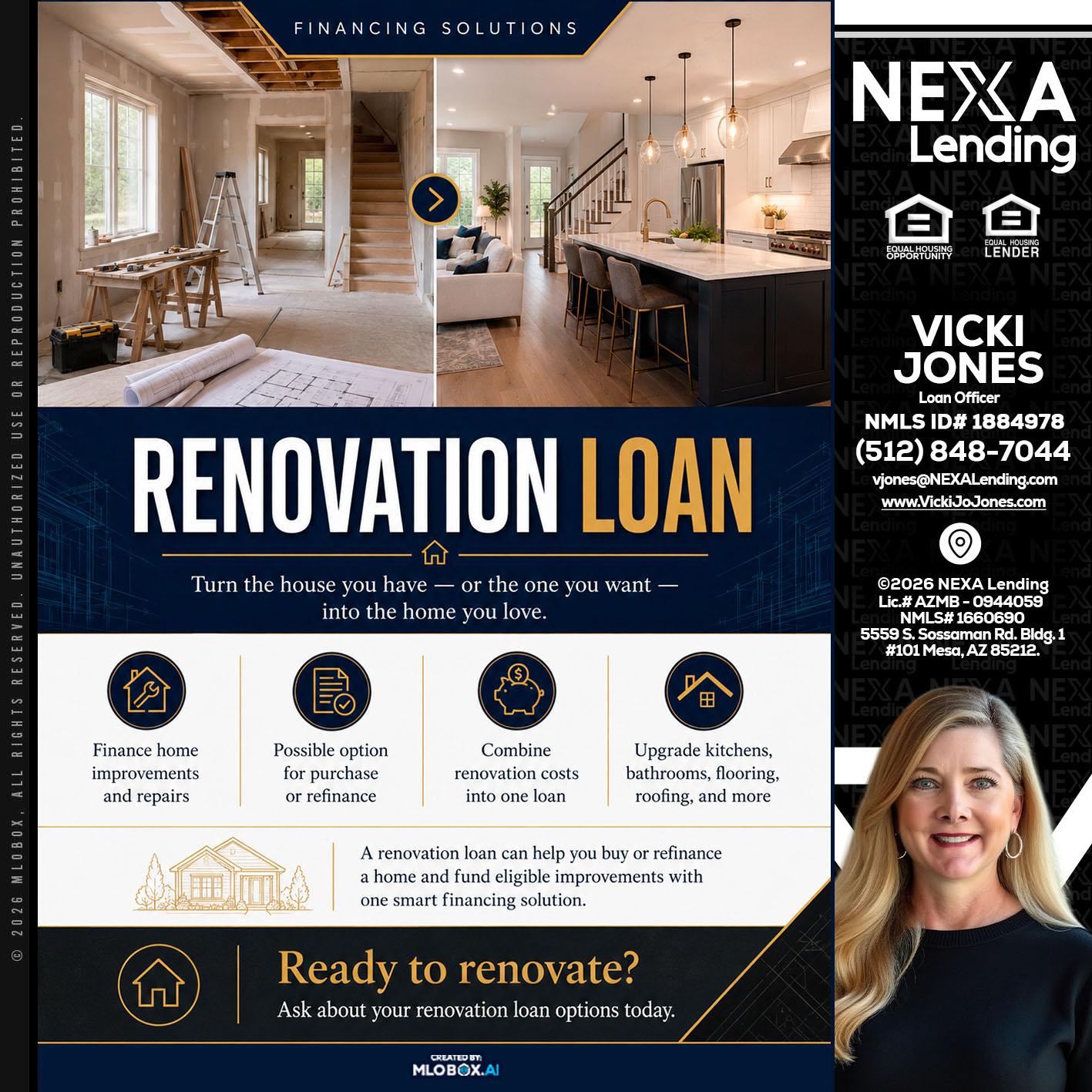 RENOVATION LOAN - Vicki Jones -Loan Officer