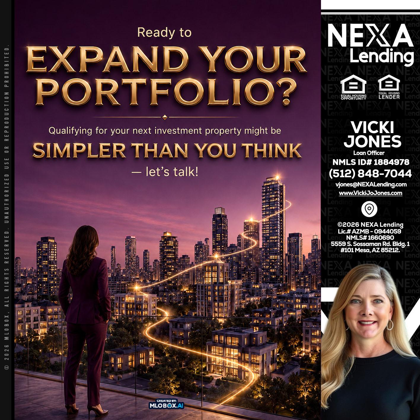 EXPAND YOUR PORTFOLIO - Vicki Jones -Loan Officer
