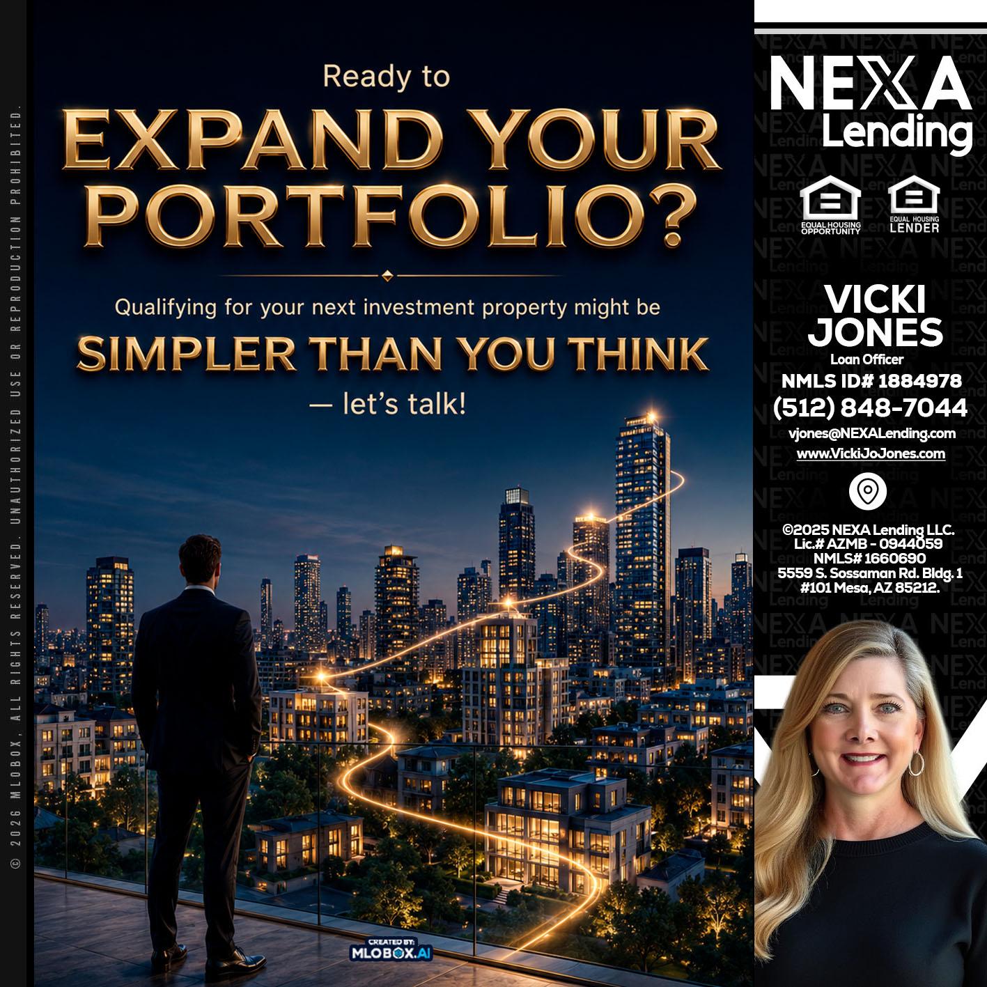 expand you portfolio - Vicki Jones -Loan Officer