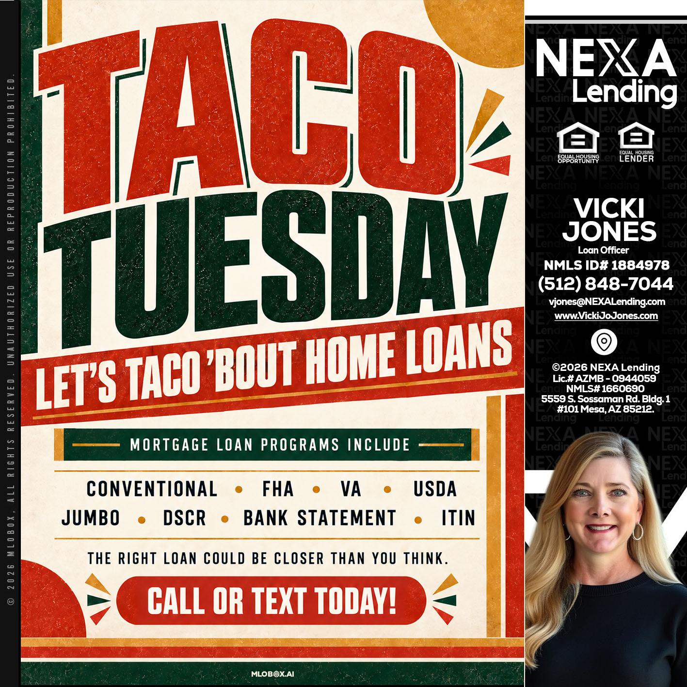 TACO TUESDAY - Vicki Jones -Loan Officer